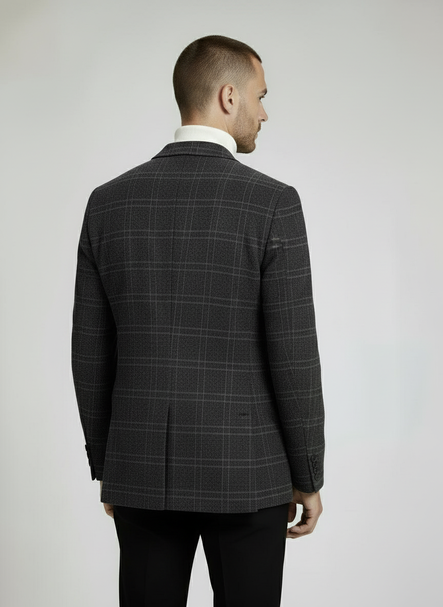 Men's Plus Size Plaid Wool Blend Overcoat